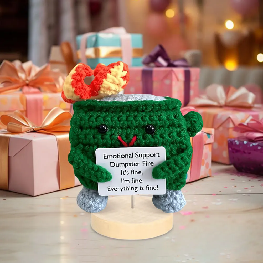 Emotional Support Dumpster Fire Positive Crochet Dumpster Fire Crochet Trash Can Fire Funny Gifts for Friends Coworker - Image 4