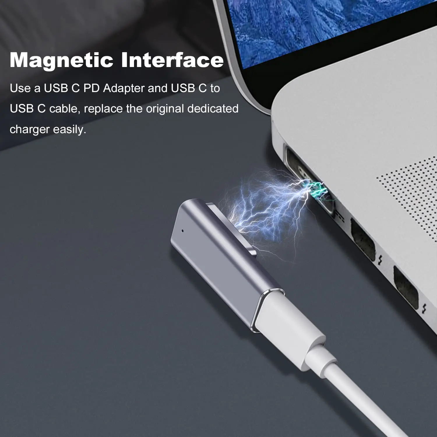 USB C na magnetyczny 1 L-Tip Adapter magnetyczny interfejs ssania 100W PD moc szybkiego ładowania kompatybilny z MacBook Pro Air Types