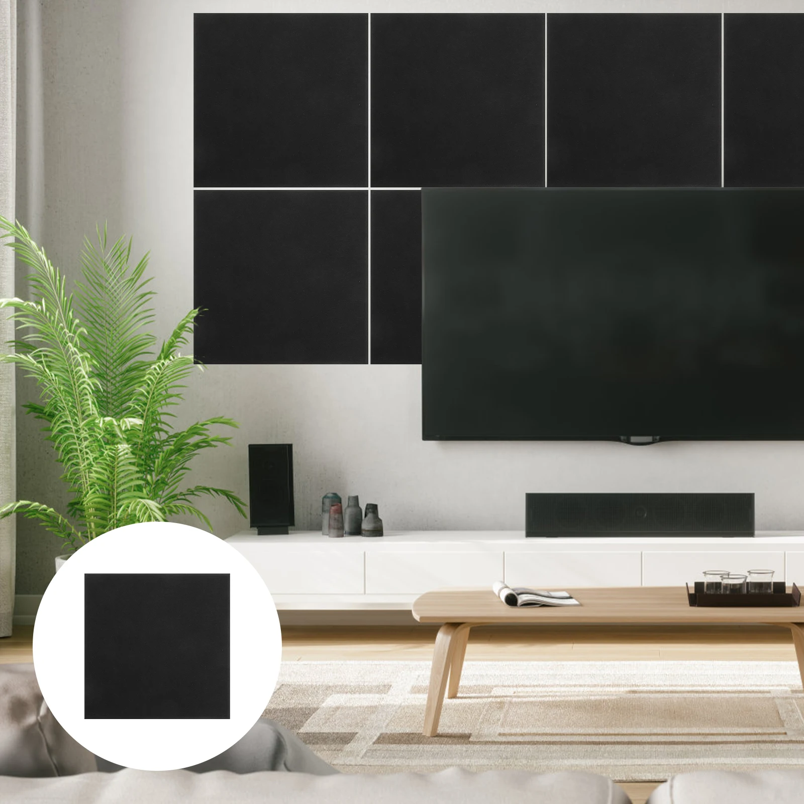 

12pcs Soundproof Wall Panels Self-Adhesive Acoustic Panels Sound Absorbing Dampening Fire Resistant Noise Isolation Cuttable