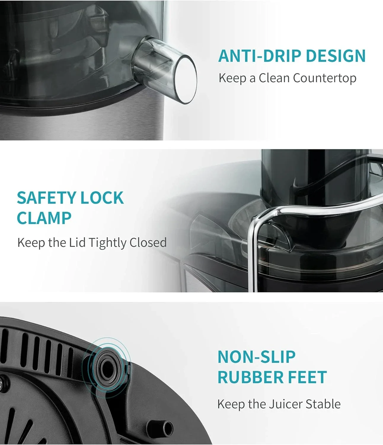 ماكينة عصارة قوية للفواكه والخضراوات ، سرعتين ، ماكينة صنع العصير بالطرد المركزي ، عصر سهل ، شلال تغذية كبير 3 "، صانعة العصير ث