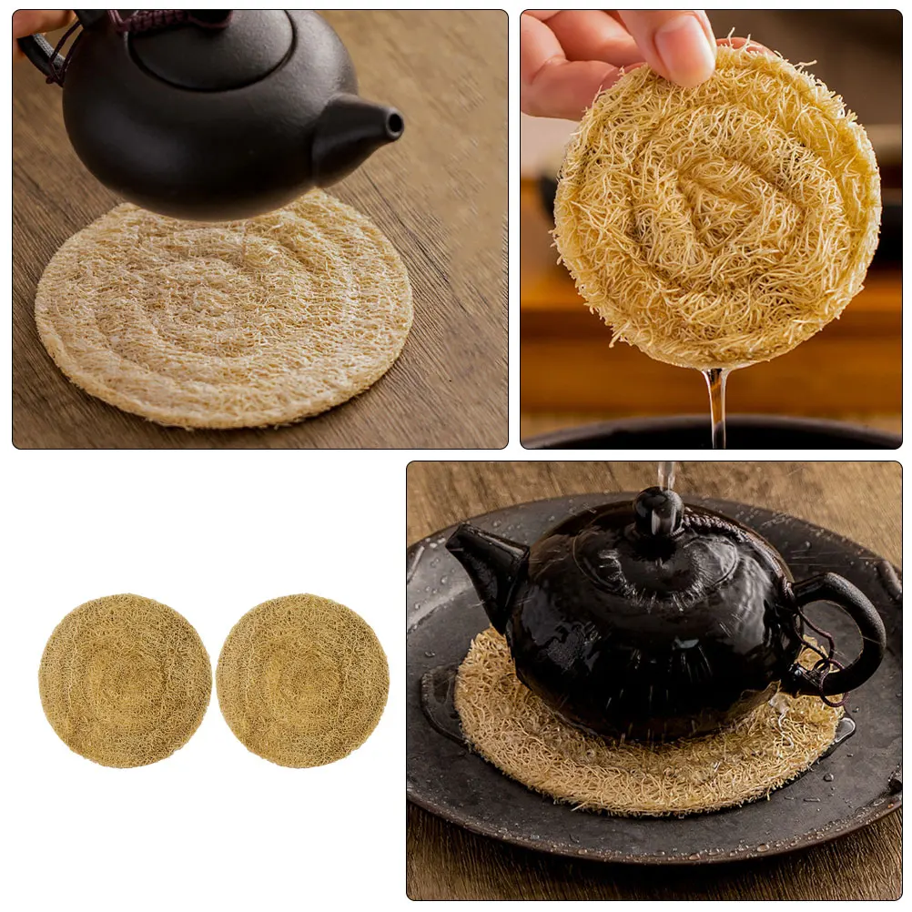 

2pcs Loofah Resistant Cup Pads Non-Slip Drink Decorative Coasters For Coasters For Home Home Office Use