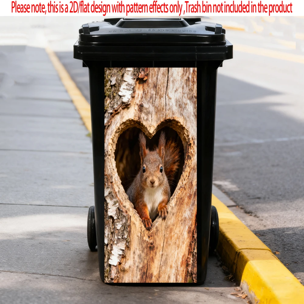 

Tree Hole Squirrel Animal Trash Can Sticker Bin Stickers Waterproof Self Adhesive Wallpaper Home Wall Art Kitchen Decoration