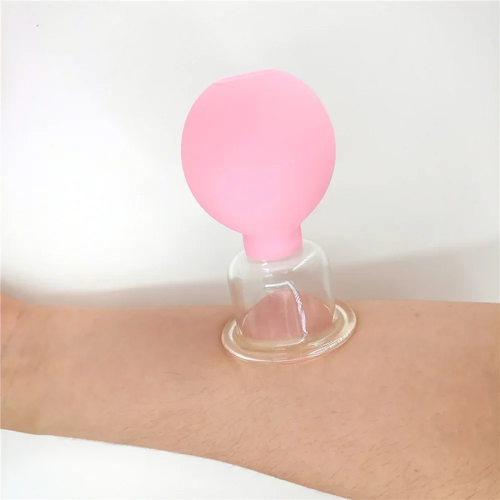 4 Stuks Gezondheid Massage Vacuüm Cupping Cups Set Rubberen Kop Glas Anti Cellulite Massage Chinese Therapie Gezicht Cupping Set Blikjes