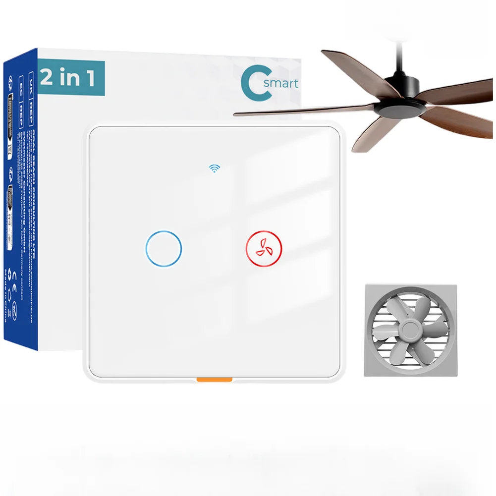 

1 комплект домашних умных переключателей, голосовое управление, дистанционное управление через приложение для смартфона, аксессуары для вентиляторов и освещения, изоляция цепи