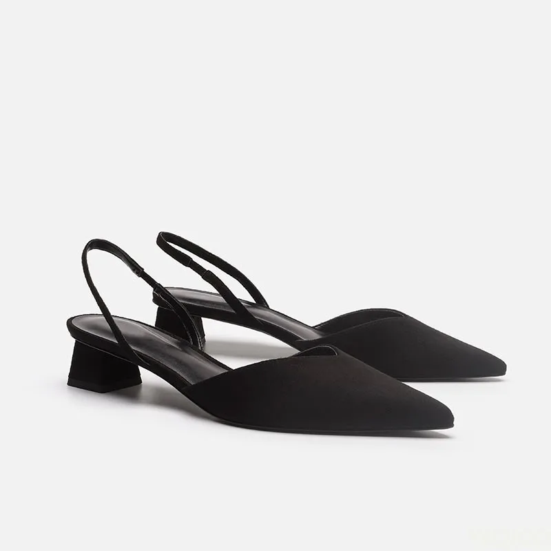 Baotou-Sandalen für Damen, 2023, neue Sommer-Sandalen mit einfachem, spitzem, quadratischem Absatz, Damen-Sandalen mit hohem Absatz und Riemen, modische Damen-Einzelschuhe