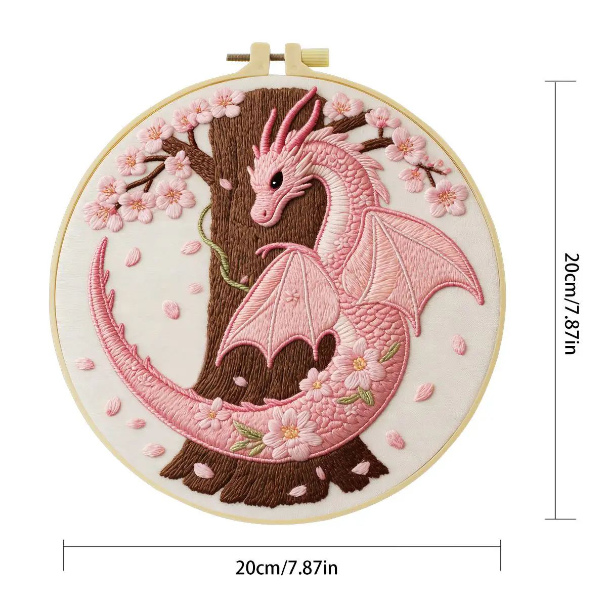1 Stück 20X20CM/15X15CM 7,87/6,3 Zoll Das Rosa Drachen-Stickerei-Starter-Kit DIY-Kit DIY-Stickerei-Set Handarbeiten Nadelkunst – Detail 4