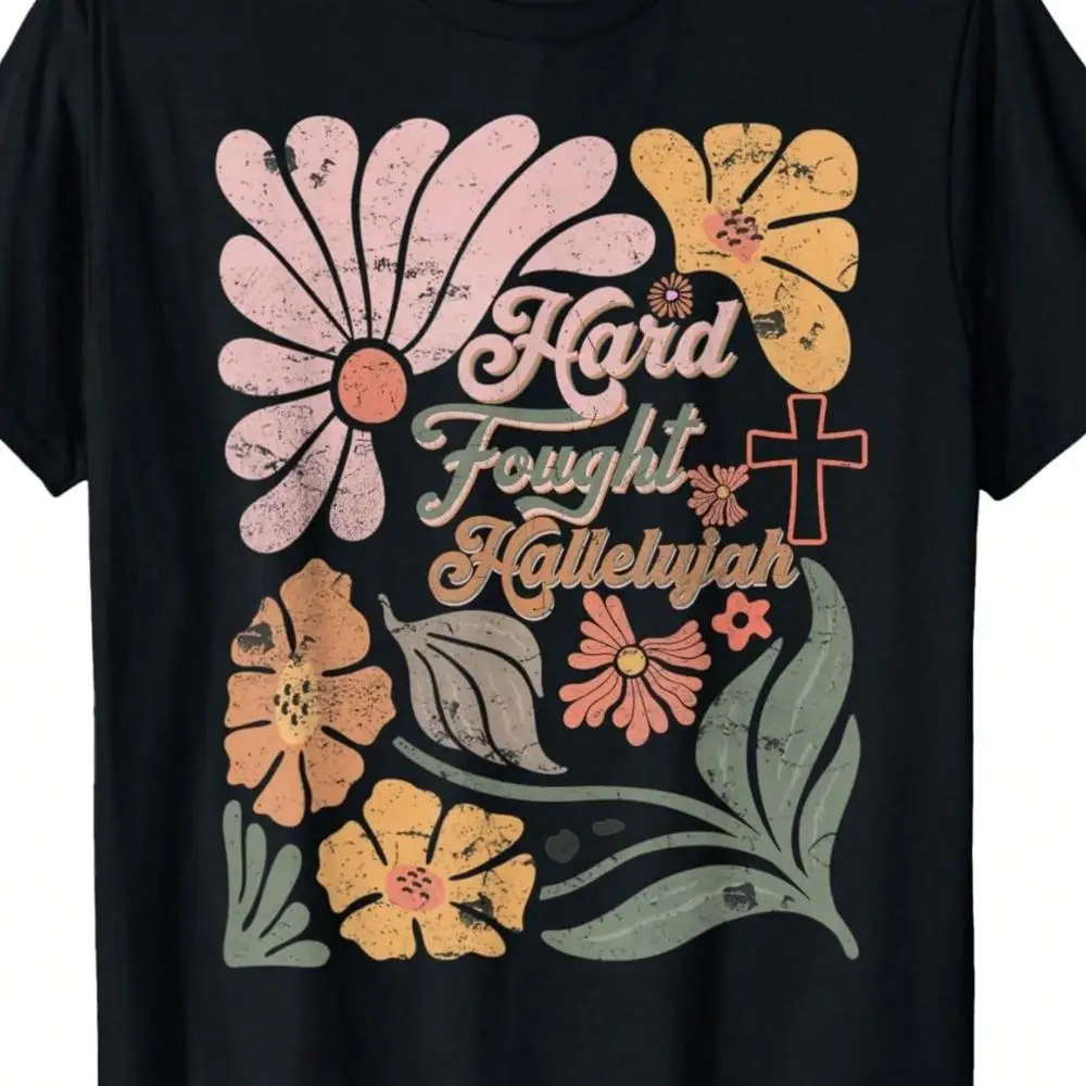 Boho Retro Christian Hard Fought Hallelujah Men Women T-Shirt