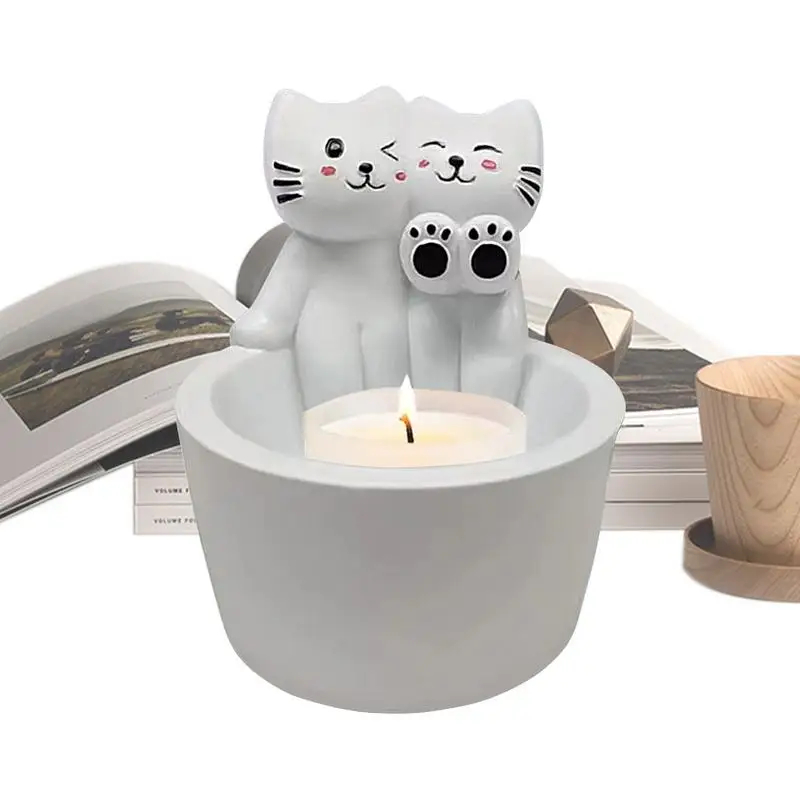 Cat Warming Paws Candle Holder Cute Scented Light Desktop Ornament Heat Resistant Crafts Home Decoration Kitten Candlestick