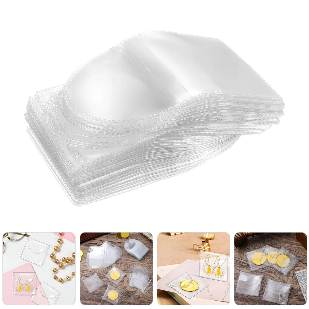

50Pcs Transparent PVC Coin Sleeves Plastic Holders for Collectors Secure Closure Coin Display Storage Organizer