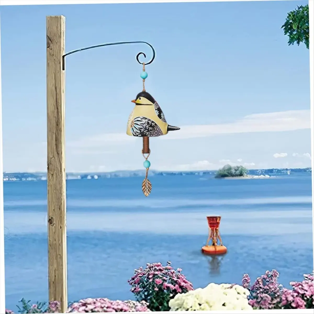 goodede Bird Song Bell Garden Decoration,Hanging Rustic Wind Chime, Pendant Metal Tube Bell Door Bell Pendant, Festival Gift E