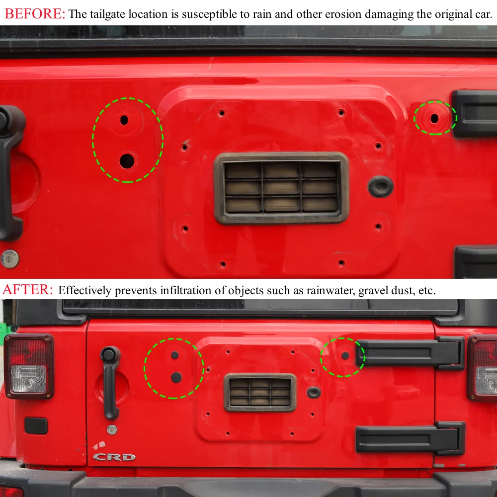 Carro Tailgate Plug De Borracha, Capa De Poeira Impermeável, Acessórios Exteriores, Furo Da Porta, Jeep Wrangler JK 2007-2017, 3Pcs