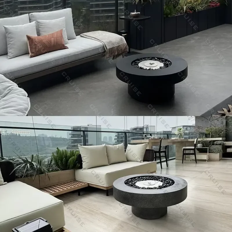 1200mm Freestanding Fire Pit Table Outdoor Gas Wood Burning Heater Modern Metal Patio Garden Villa Heating Cooking Furniture