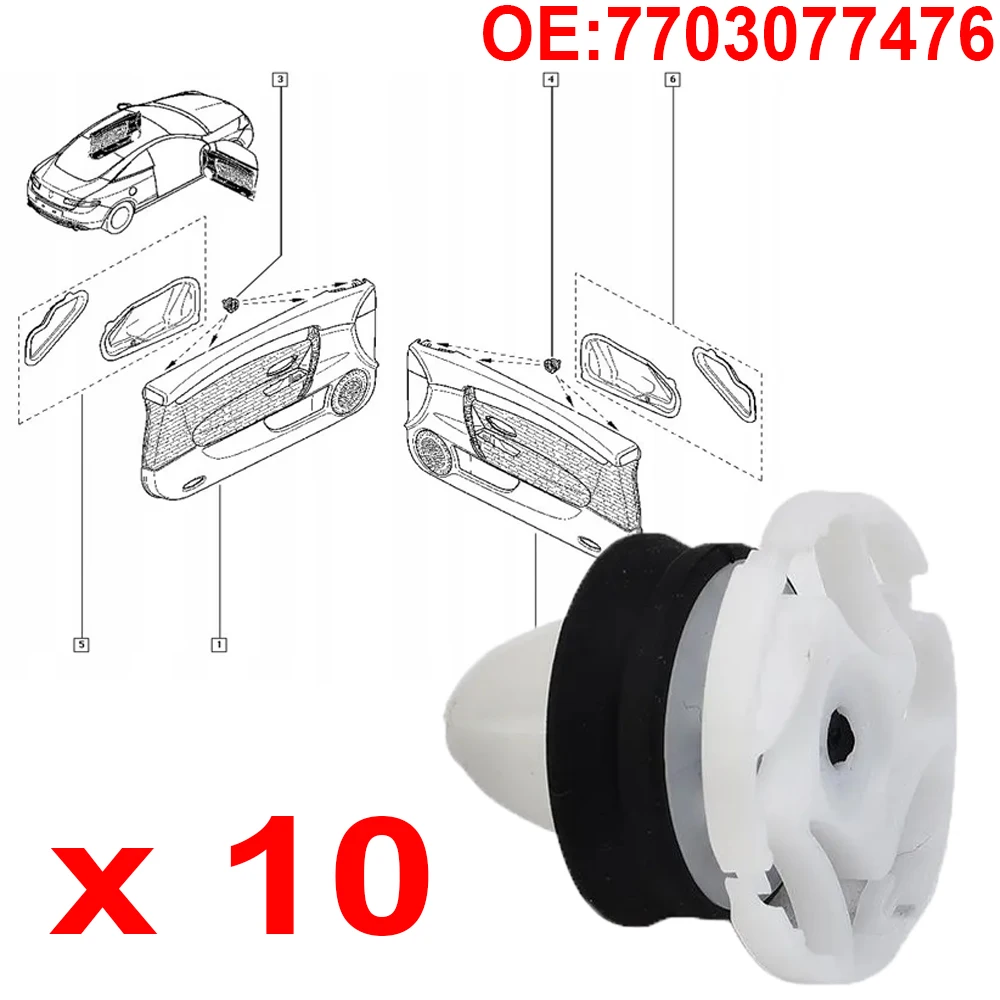 10 шт. зажимы для обшивки внутренней дверной карты для Renault Clio Fluence Kadjar Laguna Megane Scenic Twingo II III Latitude Master