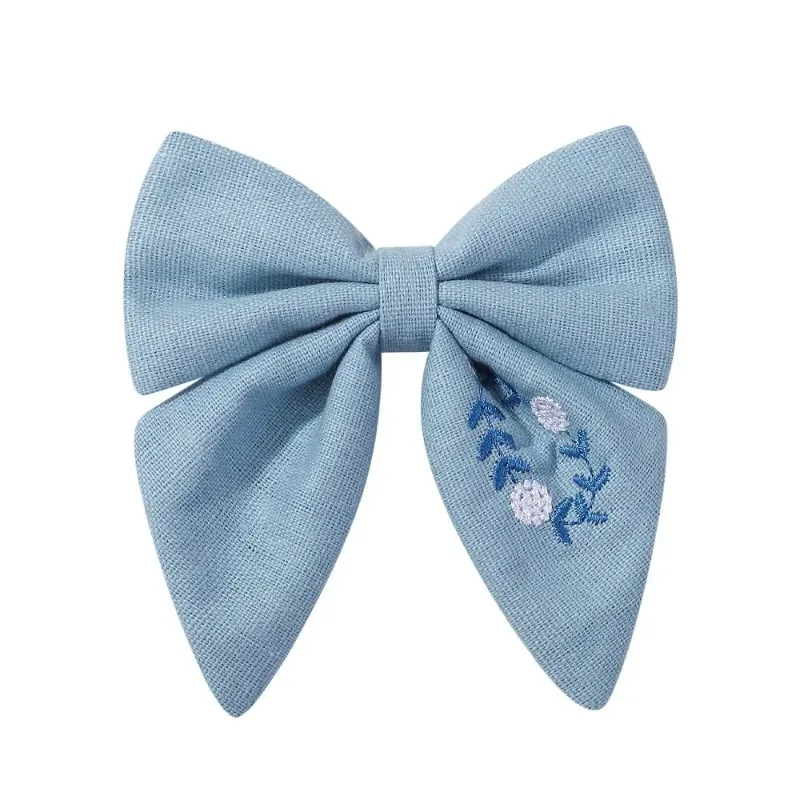 

Embroidery Knotnbow Hair Clips Cotton Linen Barrette For Baby Girls Big Bows Hairclip Children Infant Hairgrip Hair Accessories