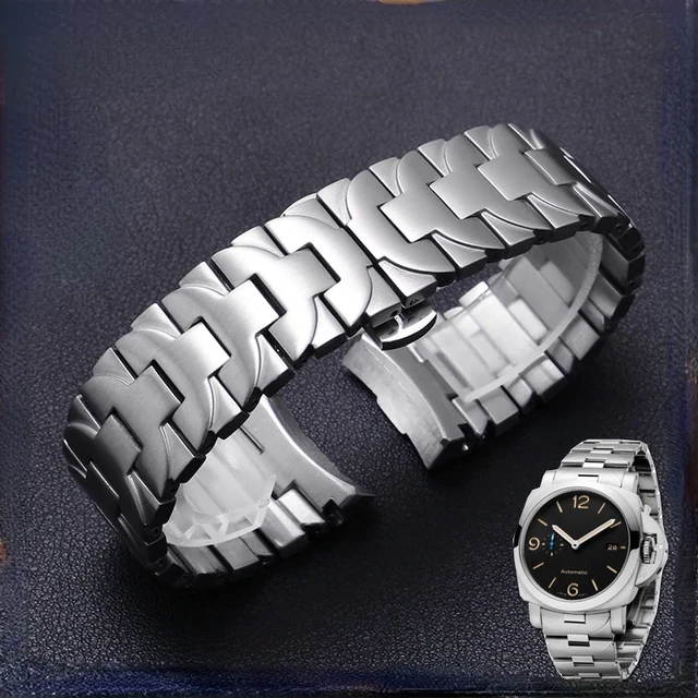 Tali Jam Tangan Baja Tahan Karat untuk Panerai Luminor Series Pam441 Pam111 Band Aksesori Tali Jam Baja Pria 22Mm 24Mm AliExpress