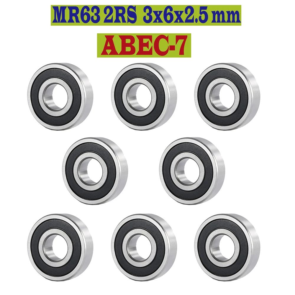 

MR63 2RS Bearing ABEC-7 10PCS 3*6*2.5 mm Miniature Ball Bearings MR63 L-630 673 RS