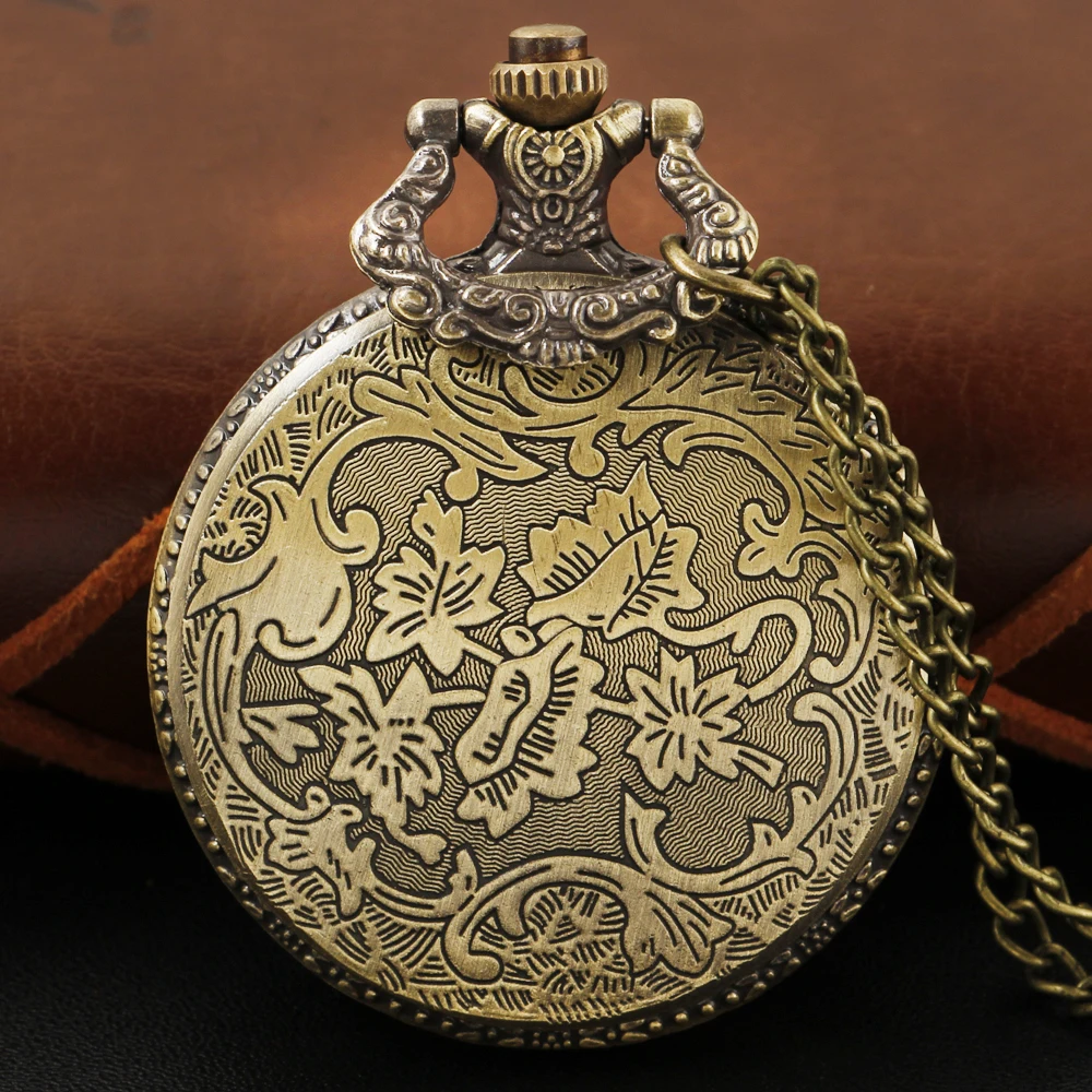 الكلاسيكية أبي منحوتة كوارتز ساعة الجيب ريترو شهم سيدة قلادة قلادة ساعة رقمية أفضل هدية عيد الأب #5