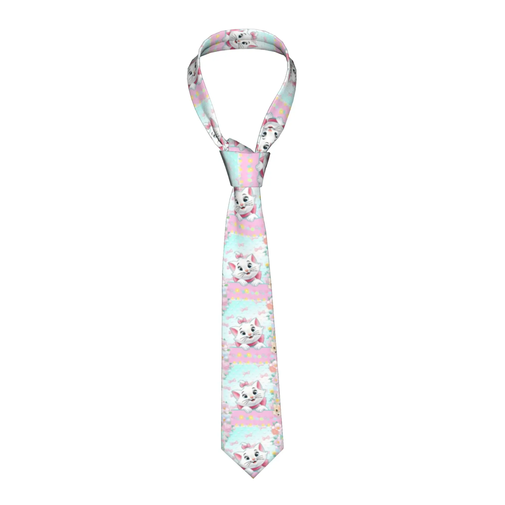 

Мужские модные шелковые галстуки с мультяшным принтом «Кавайная кошка Мари» для свадьбы