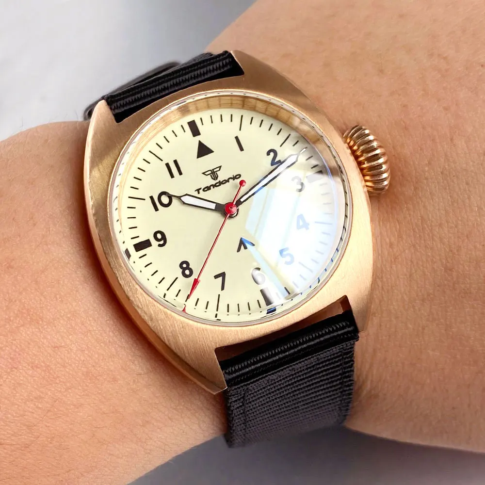 

Настоящая бронза Tandorio NH35A купольный сапфир 36 мм автоматические механические часы мужские наручные часы-пилот полностью зеленый светящийся циферблат класса люкс