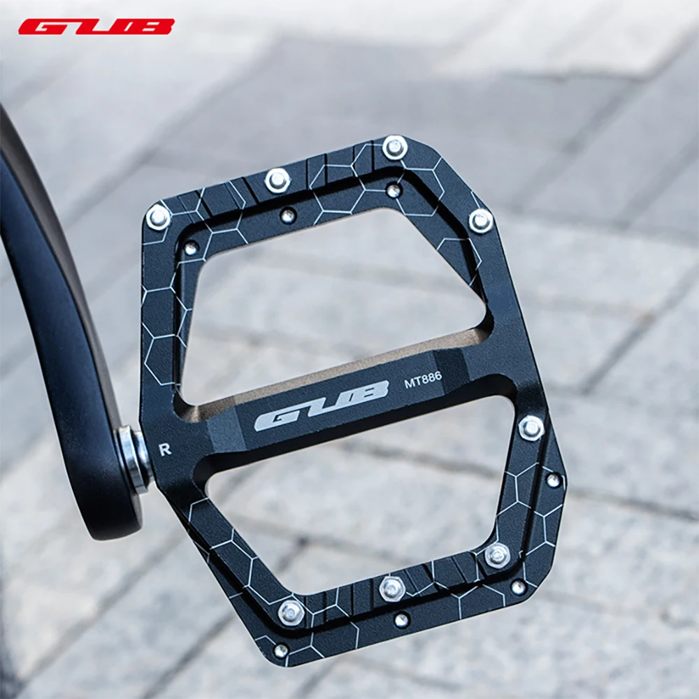 GUB MT886 Mountain Bike Pedal, Aluminum Alloy Foot Pedal Body + 9/16 Chrome, Molybdenum Steel Pelin, DH descent