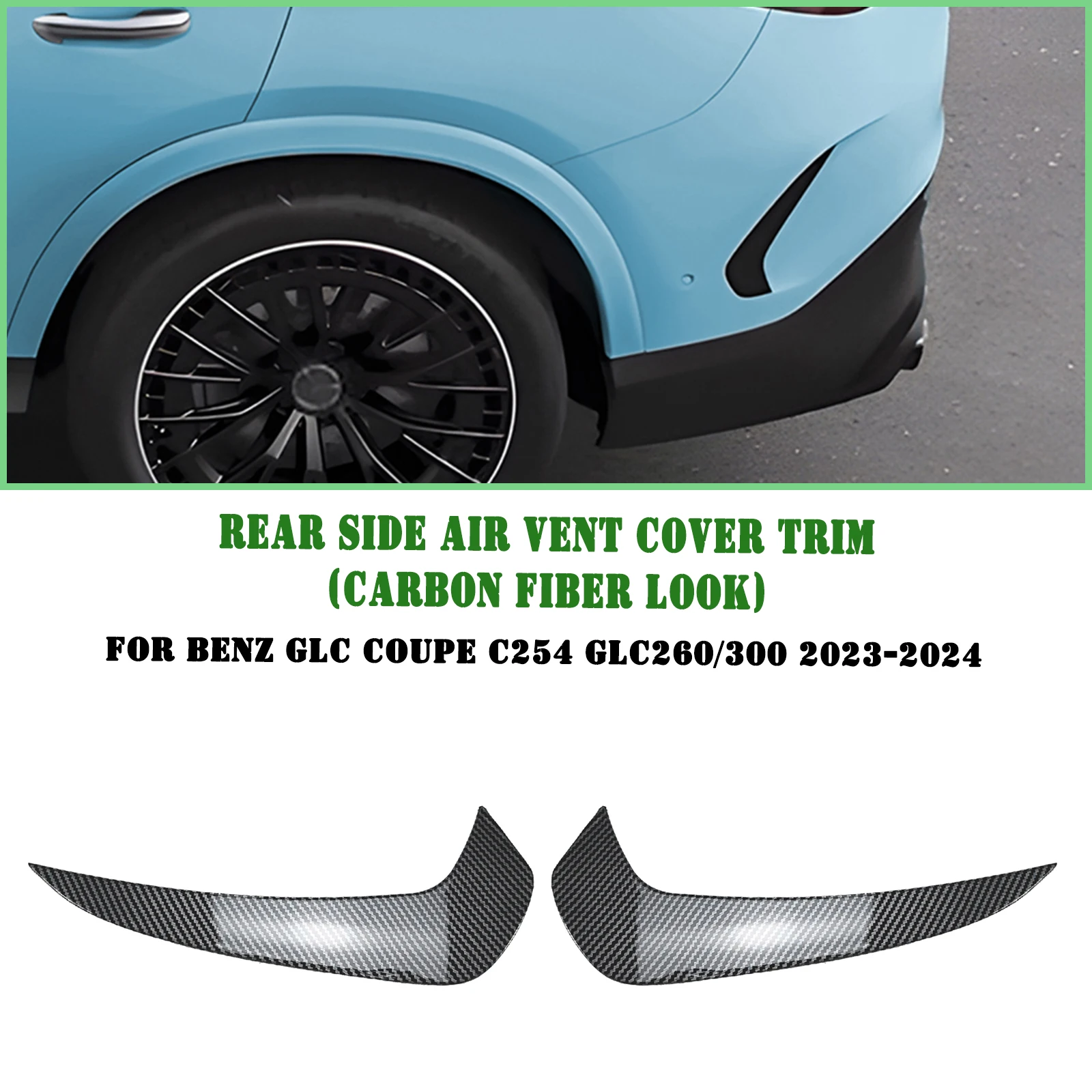 

For Mercedes Benz GLC Class Coupe C254 GLC260 GLC300 2023+ Rear Bumper Side Air Vent Spoiler Canards Boot Cover Splitter Trim