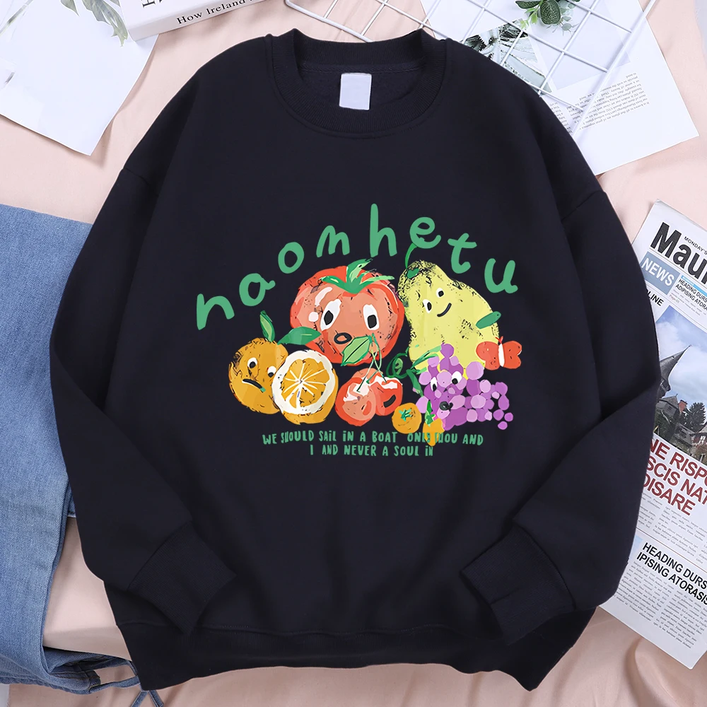 Oranges Cherries Tomatoes Grapes Mens Hoody Comics Print Hoodies Crewneck Loose Sweatshirts Fleece Oversize Hip Hop New Menswear