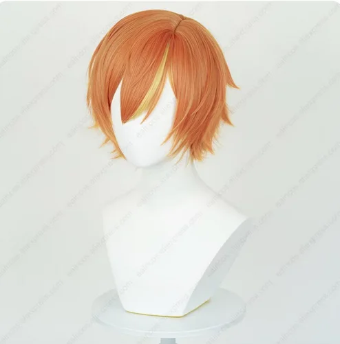 Anime Akito Shinonome Peruca Cosplay, Perucas Curtas Laranja, Resistente ao Calor, Cabelo Sintético, 30cm