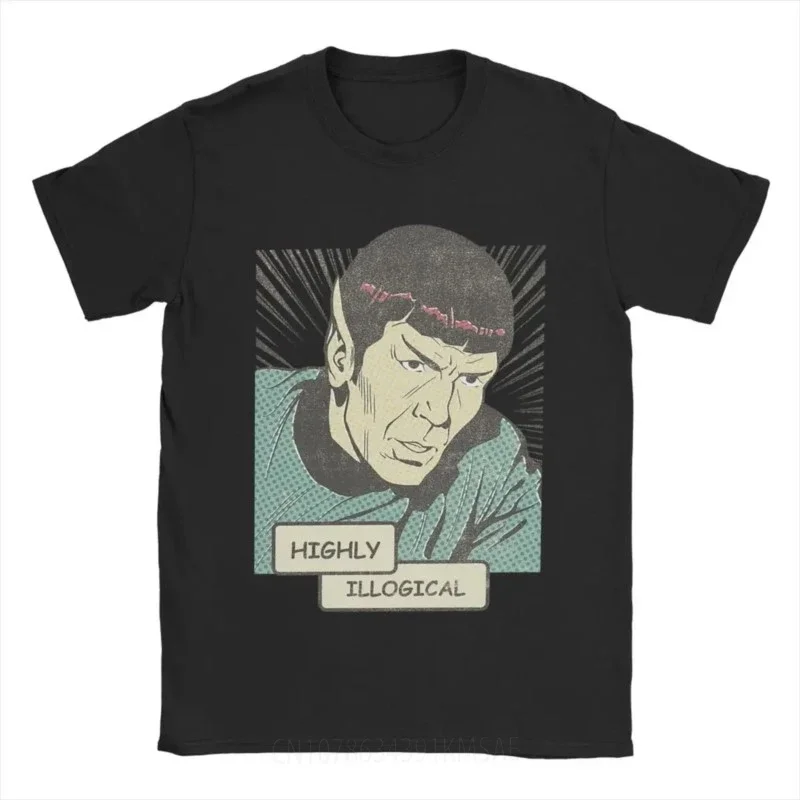 Men's T-Shirt Stars Treks Spock Highly Illogical Casual Pure Cotton Tee Shirt Short Sleeve T Shirt Crew Neck Tops Plus Size