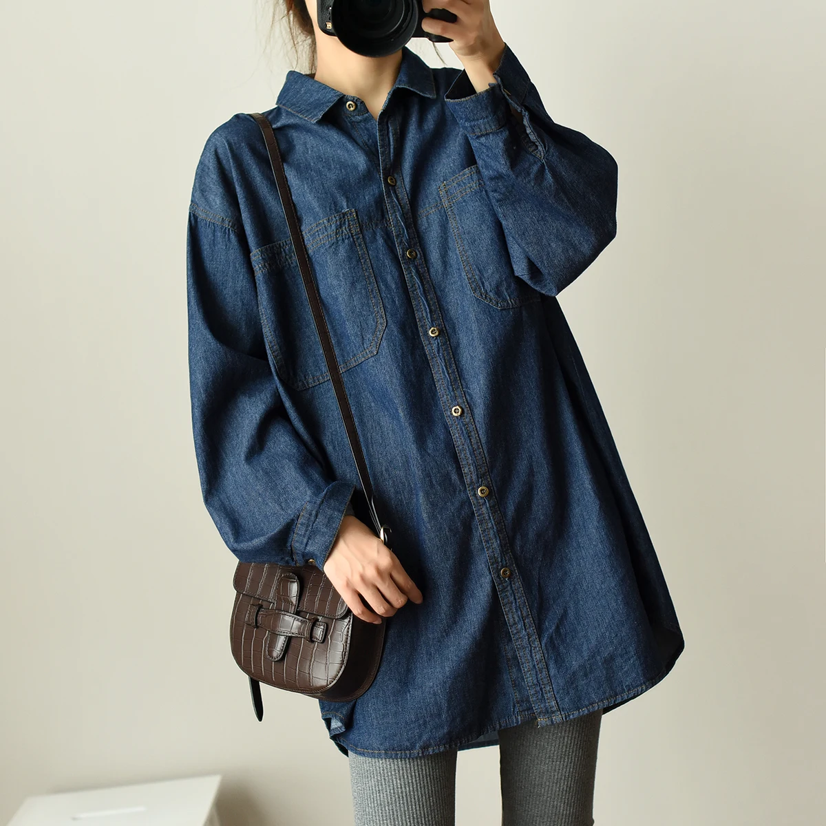 

Ladies Soft Cotton Long Sve Denim irt Loose Boyfriend Sle Pure Cotton Outerwear Spring Autumn Versatile Women's irt