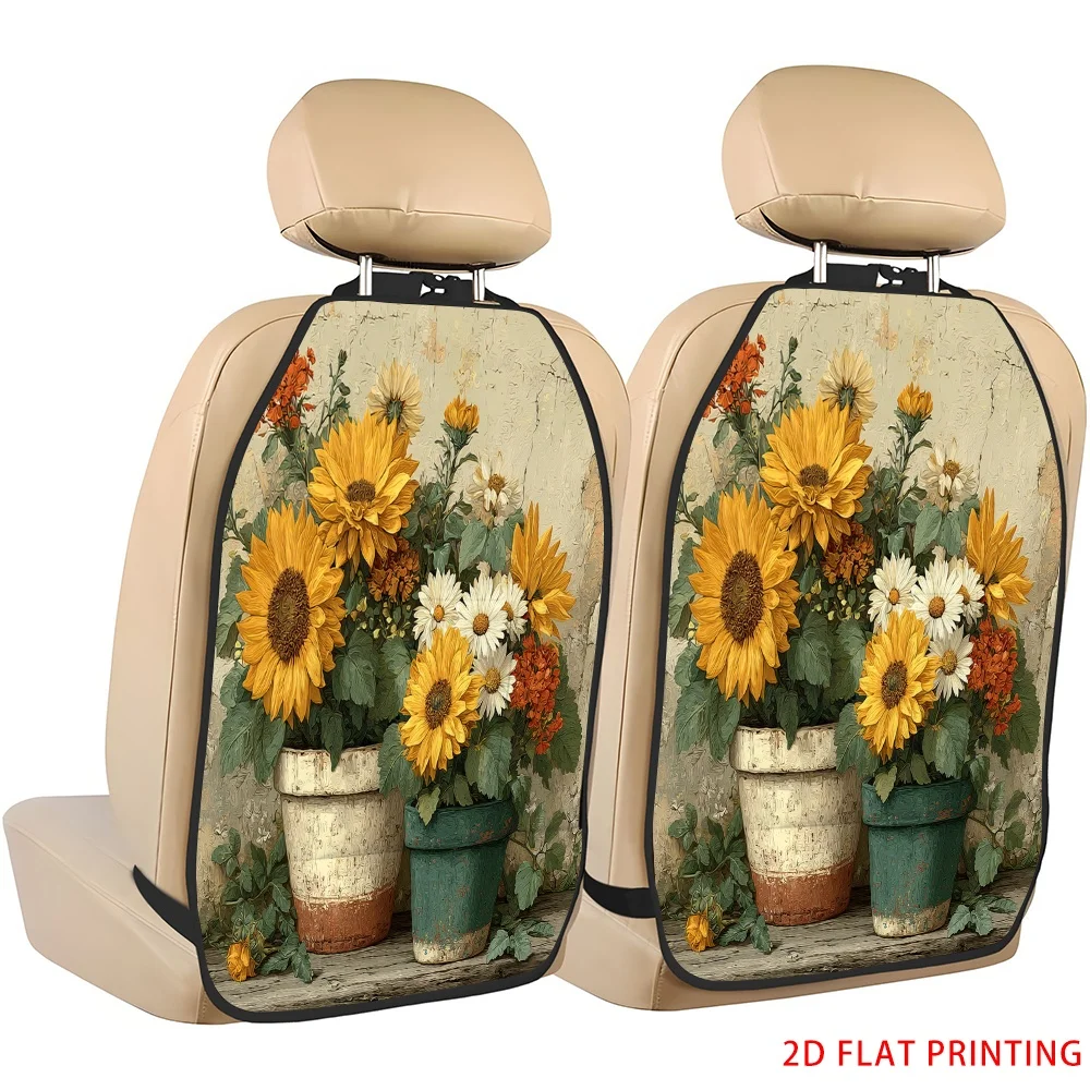 2D Plane Printing 2pcs Backseat Protector Seat Covers Individuation Decoration Animal Friends Pattern Applies To Various Models