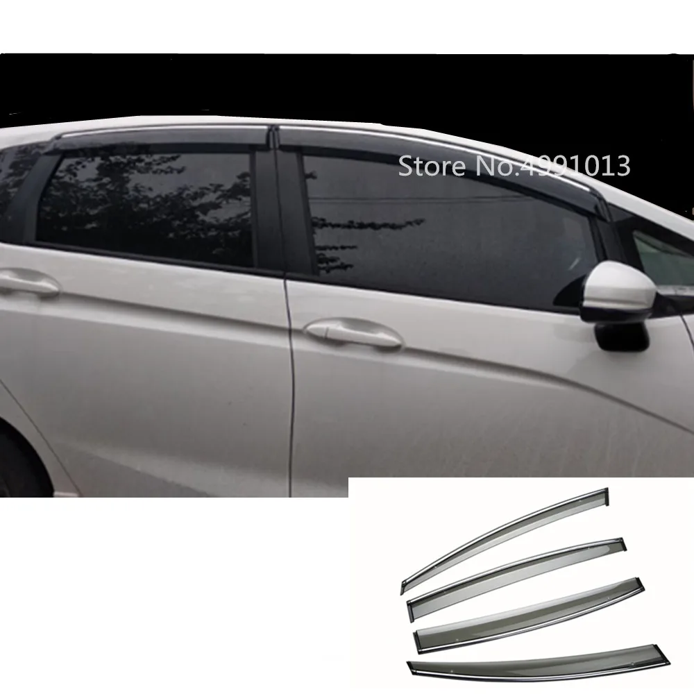 For Honda Fit Jazz 2017 2018 2019 Car Sticker Styling Plastic Window Glass Wind Visor Rain/sun Guard Vent Frame Lamp 4pcs