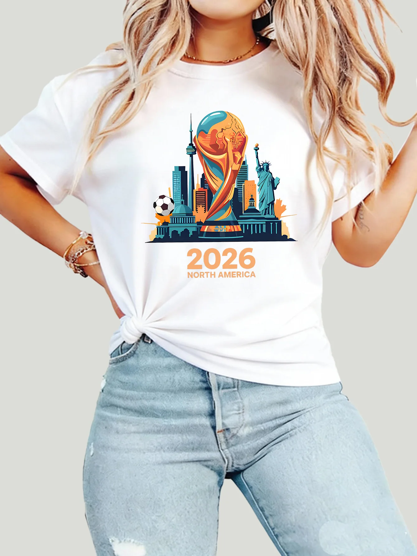 

Женская футболка больших размеров с круглым вырезом и короткими рукавами, с принтом, размеры 1-7XL, удобный повседневный топ для женщин (Fan Gear)