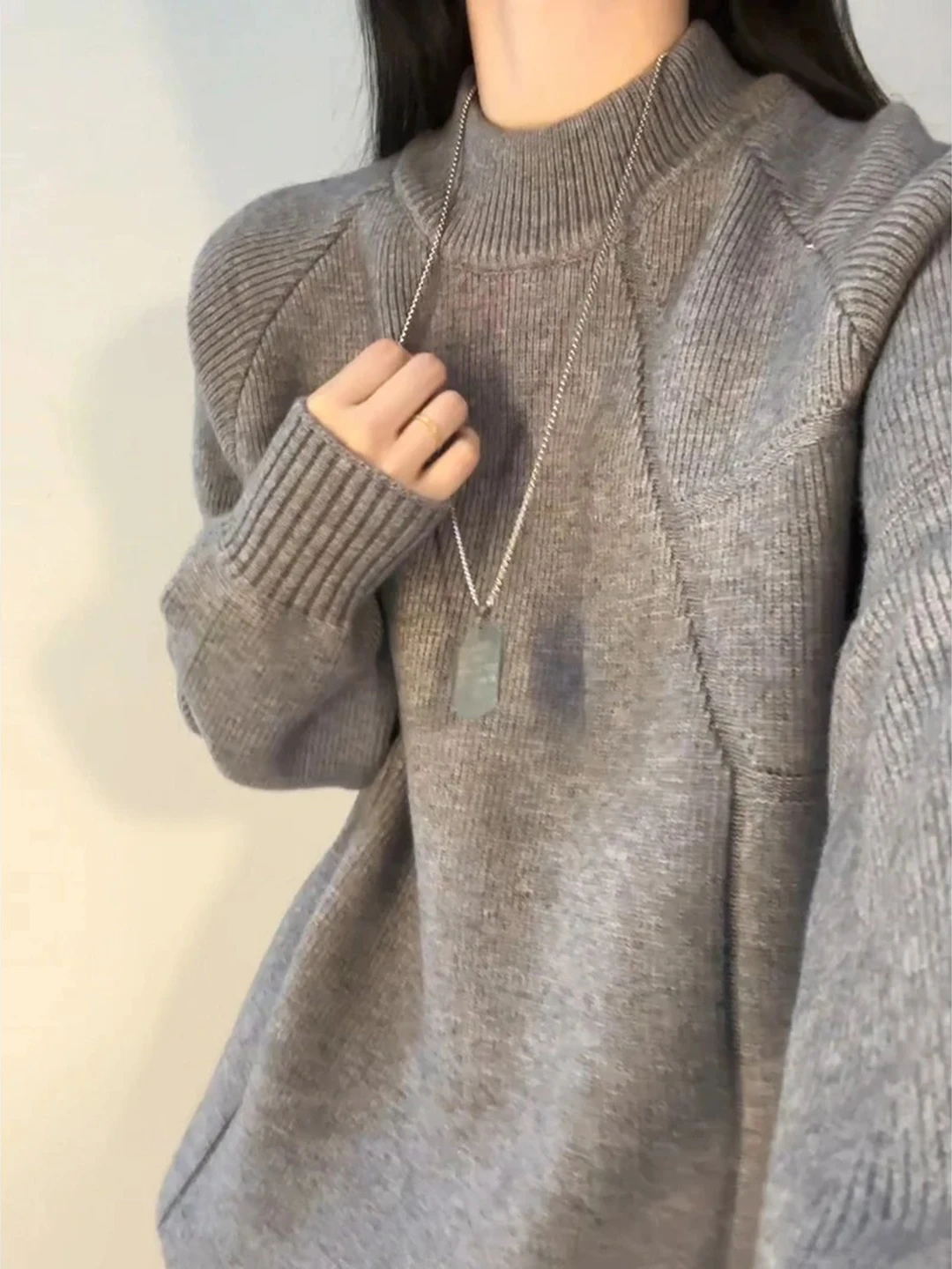 

Мягкий уютный мужской вязаный свитер с высоким воротником, осенне-зимний, новый, элегантный, простой крой, с простыми вставками, теплый шерстяной лонгслив