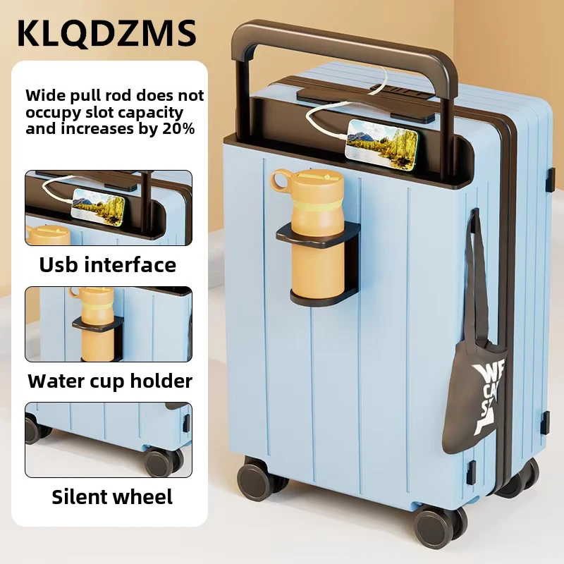 KLQDZMS-Valise d'embarquement multifonctionnelle, valise à roulettes, chargement USB, ABS + PC, 20 ", 22", 24 ", 26", 28 ", déterminer la valise de voyage