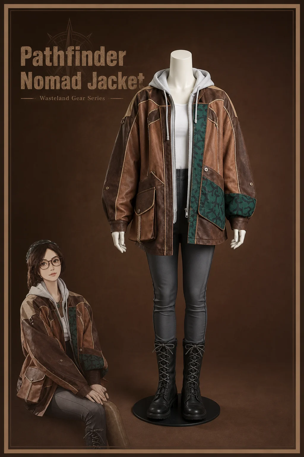 Unisex Hunter Guild Uniform Full Set Coat Pants Stylish Outdoor Outfit For Halloween Carnival Game Theme Cosplay
