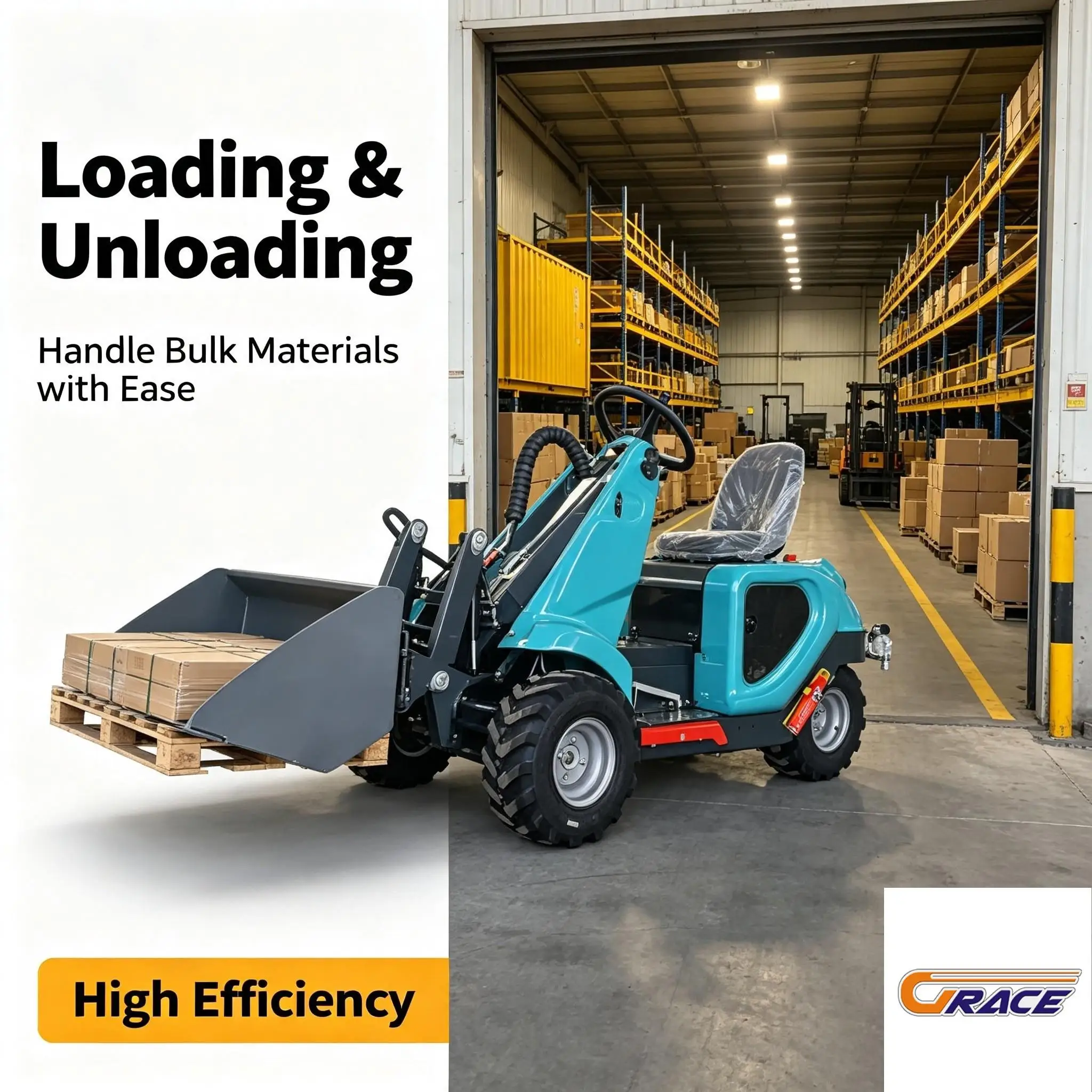 Premium Compact Mini Loader with EPA Euro5 Diesel Motor, Strong Lifting Capacity, Suitable for Various Working Attachments