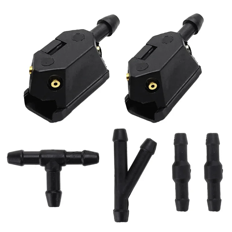 7Pcs/Set Front Windscreen Wiper Arm Washer Nozzle Jet 4 Way Check Valve 2M Tube Pipe Hose T Y Connector Straight