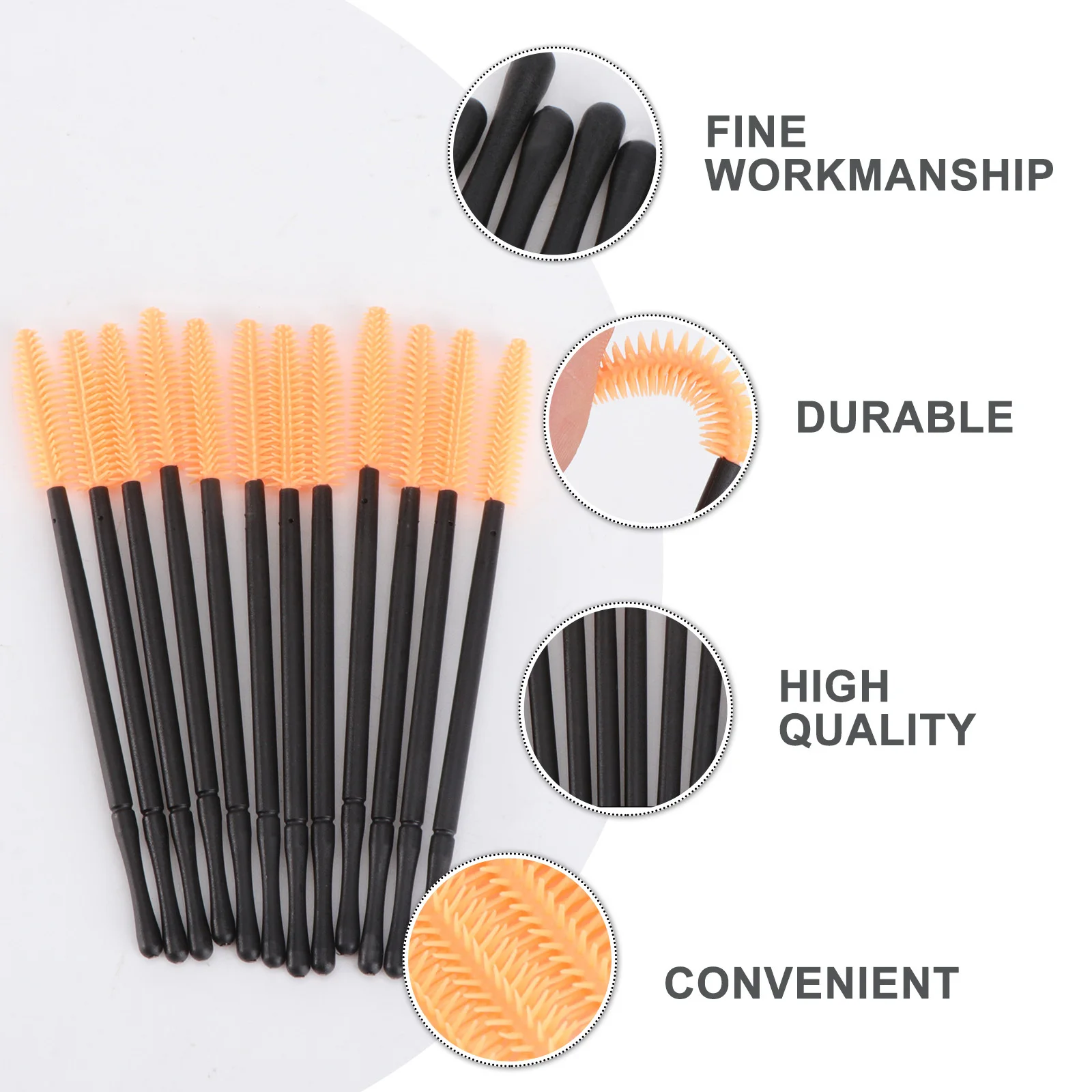 50 قطعة من عصي الماسكارا للاستعمال مرة واحدة، فرشاة للرموش، مشط للحواجب، أطراف من السيليكون الناعم لتطبيق المكياج السريع، مثالية للسيدات و #4