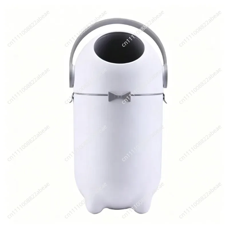 Diaper Disposal Bin, Large Capacity Odor Proof Nappy Trash Can with Quiet Closing, White Nursery