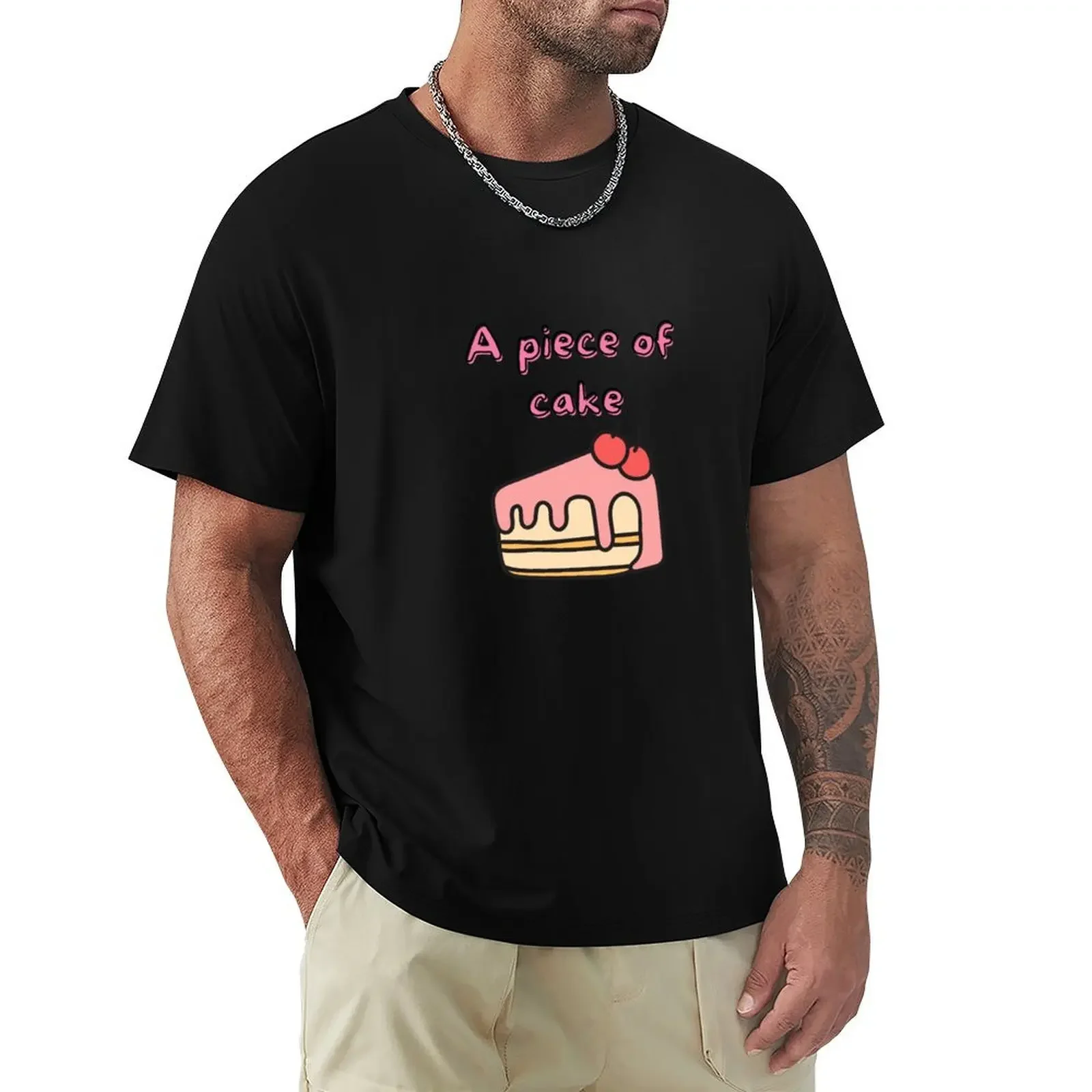 Life is just a piece of cake T-Shirt oversized anime Short sleeve tee vintage t shirts t shirts for men cotton