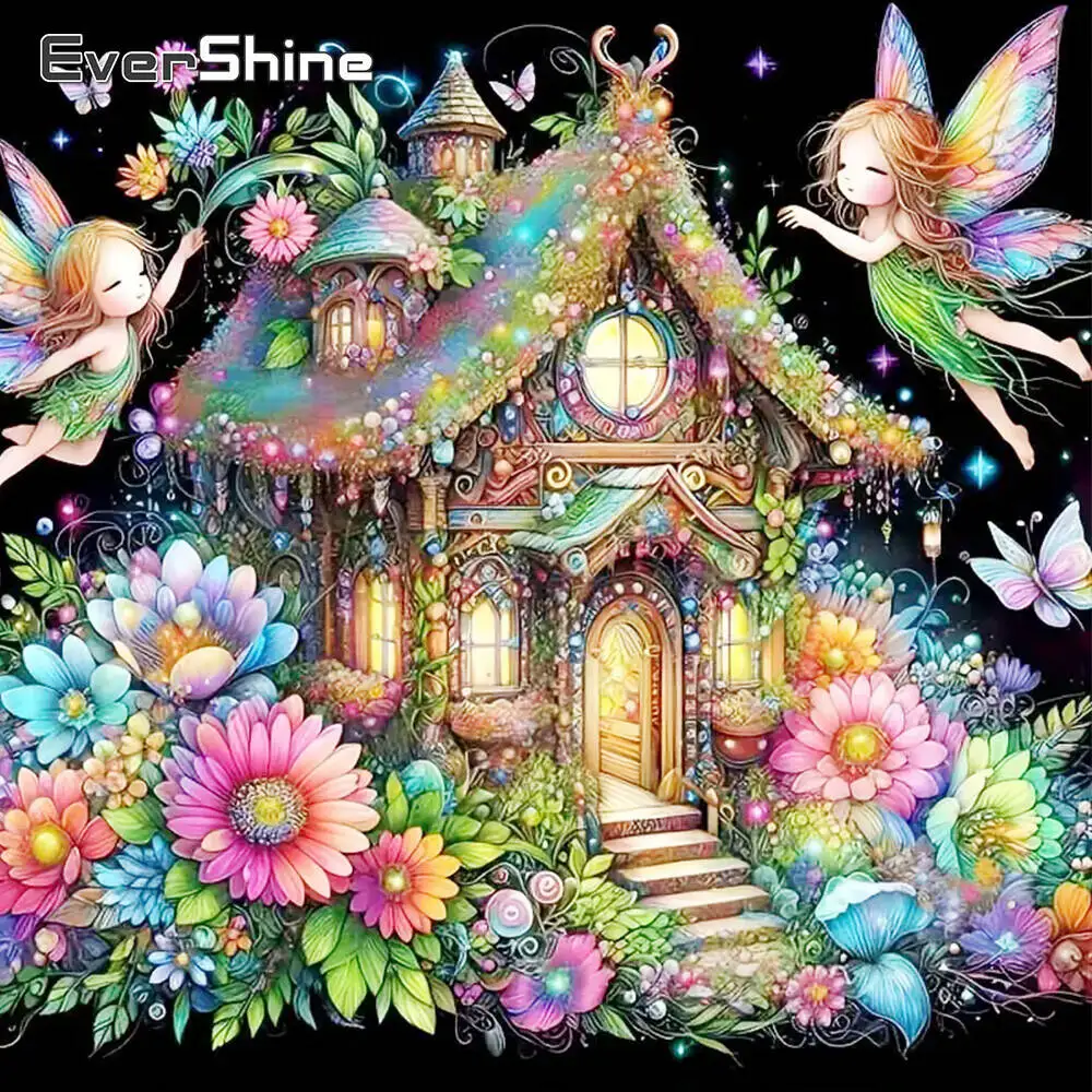 Evershine Haus Diamant Malerei Landschaft Mosaik Fee Bild von Strass Diamant Stickerei Elf Kreuzstich Handwerk