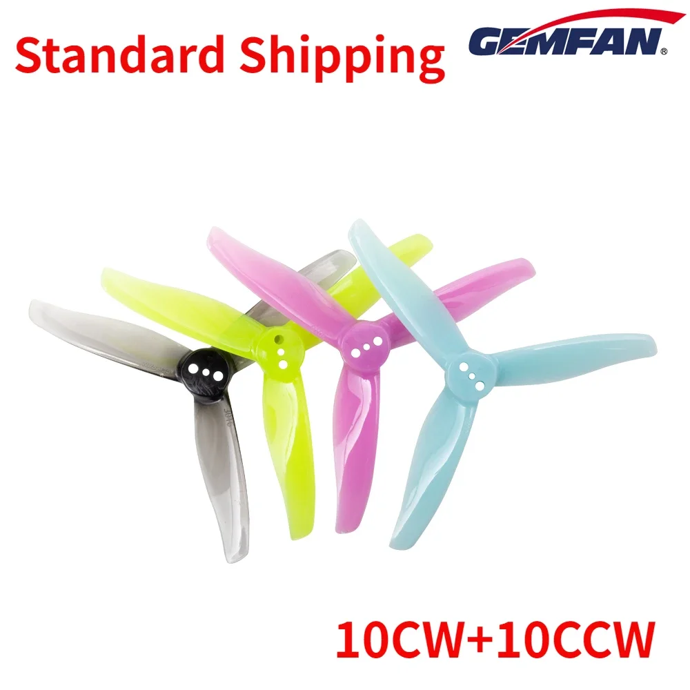 10Pairs(10CW+10CCW) Gemfan Hurricane 3016 3-Blade Propeller 1.5mm 2mm (Random Color) for RC FPV Freestyle 3inch Toothpick Drones