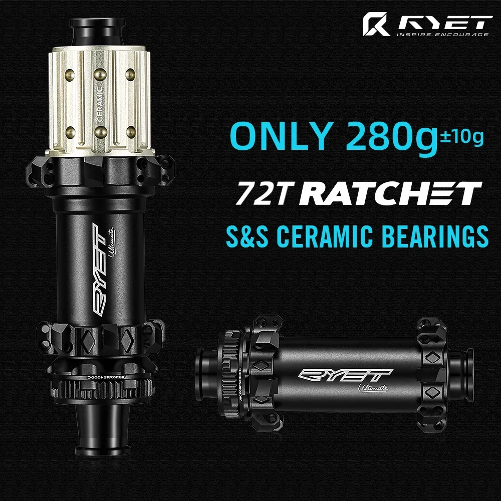 

NEW RYET MTB Hubs Superlight 280g 72T Rachet Hub Ceramic Bearing Mountain Bike Disc Brake Bicycle Hubsets Cycling Accessories