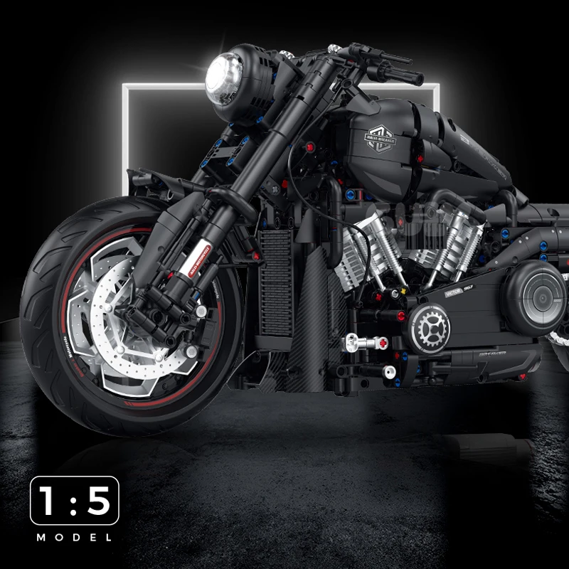 2000+pcs Super Racing Dark Motorcycle Technical Blocks Motorbike Model MOC Bricks Sets Gifts for Boys Adult Kids DIY Toys 1:5