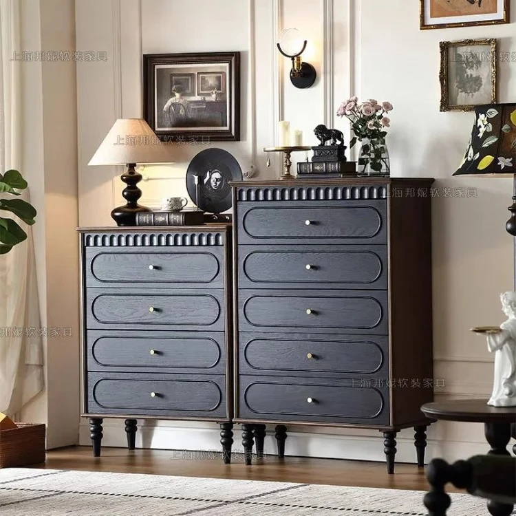 

Комод из цельного дерева в американском стиле ретро, шкаф для хранения в гостиной во французском средневековом стиле, шкаф для спальни