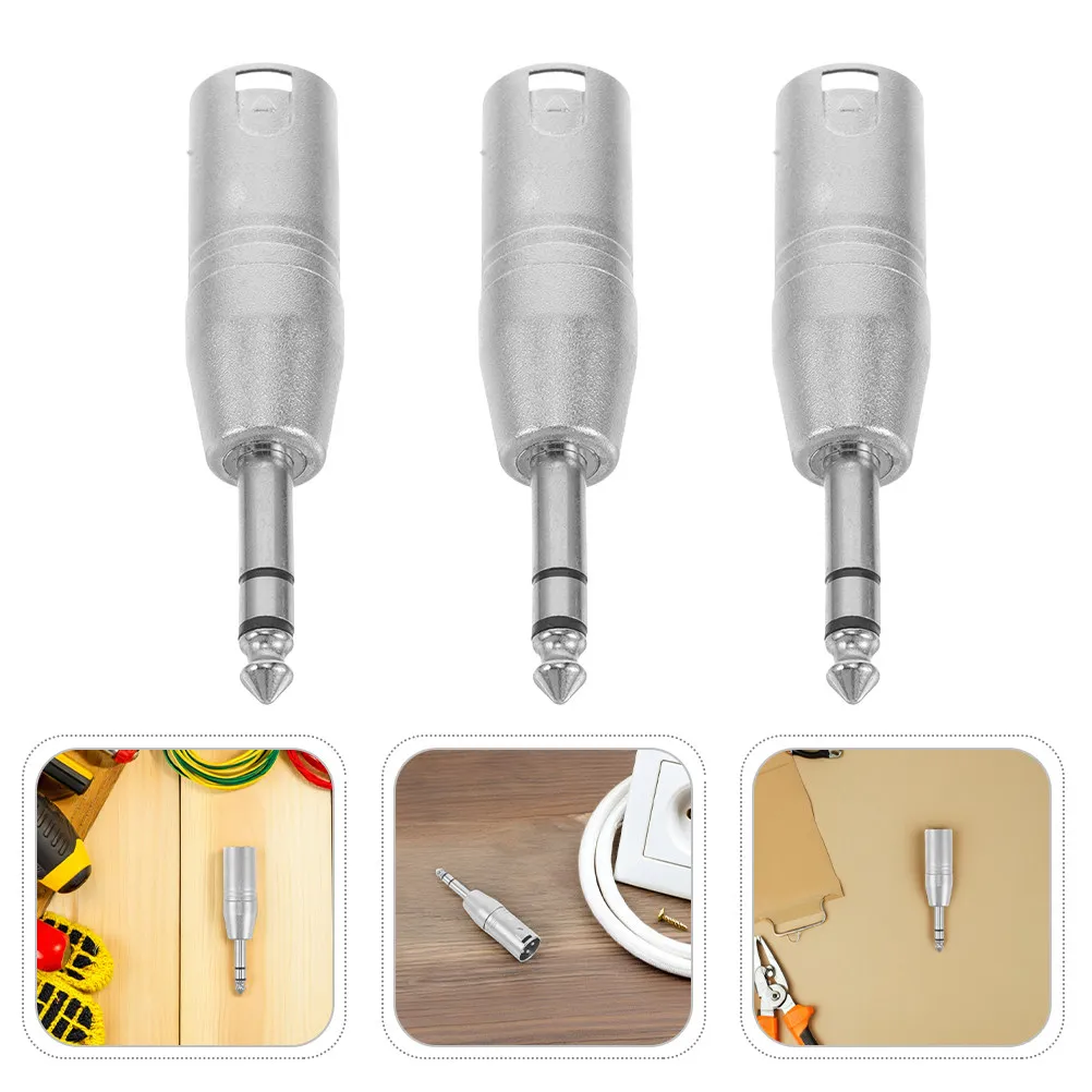 Adaptador de Áudio 3 Peças TRS para XLR Macho em Liga de Zinco, Transmissão de Sinal Balanceado, Som Estéreo de Alta Fidelidade para Mixer, Amplificador e Estúdio