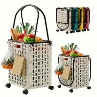 Heavy-Duty Foldable Shopping Cart w/Wheels. Sturdy, Space-Saving for Groceries, Moving & Office. Easy Storage!