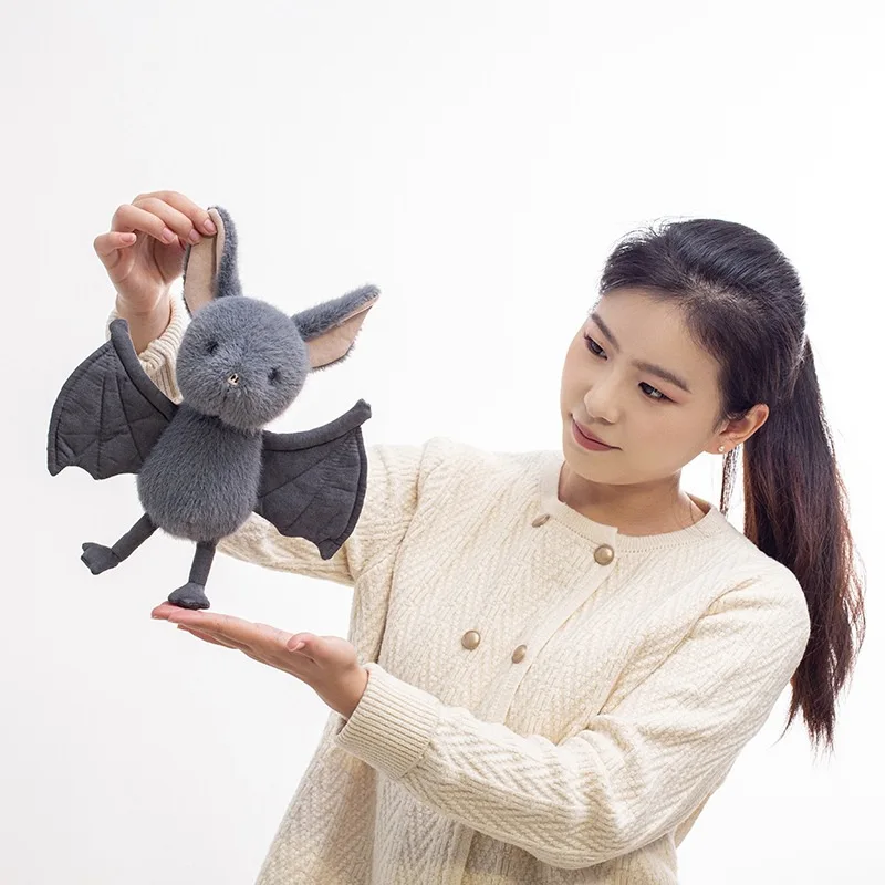 Halloween Scary Bat Plush Doll Toy Cute Simulation Bat Doll Plush Stuffed Toys Grey Bat Children Halloween Gift Room Decoration