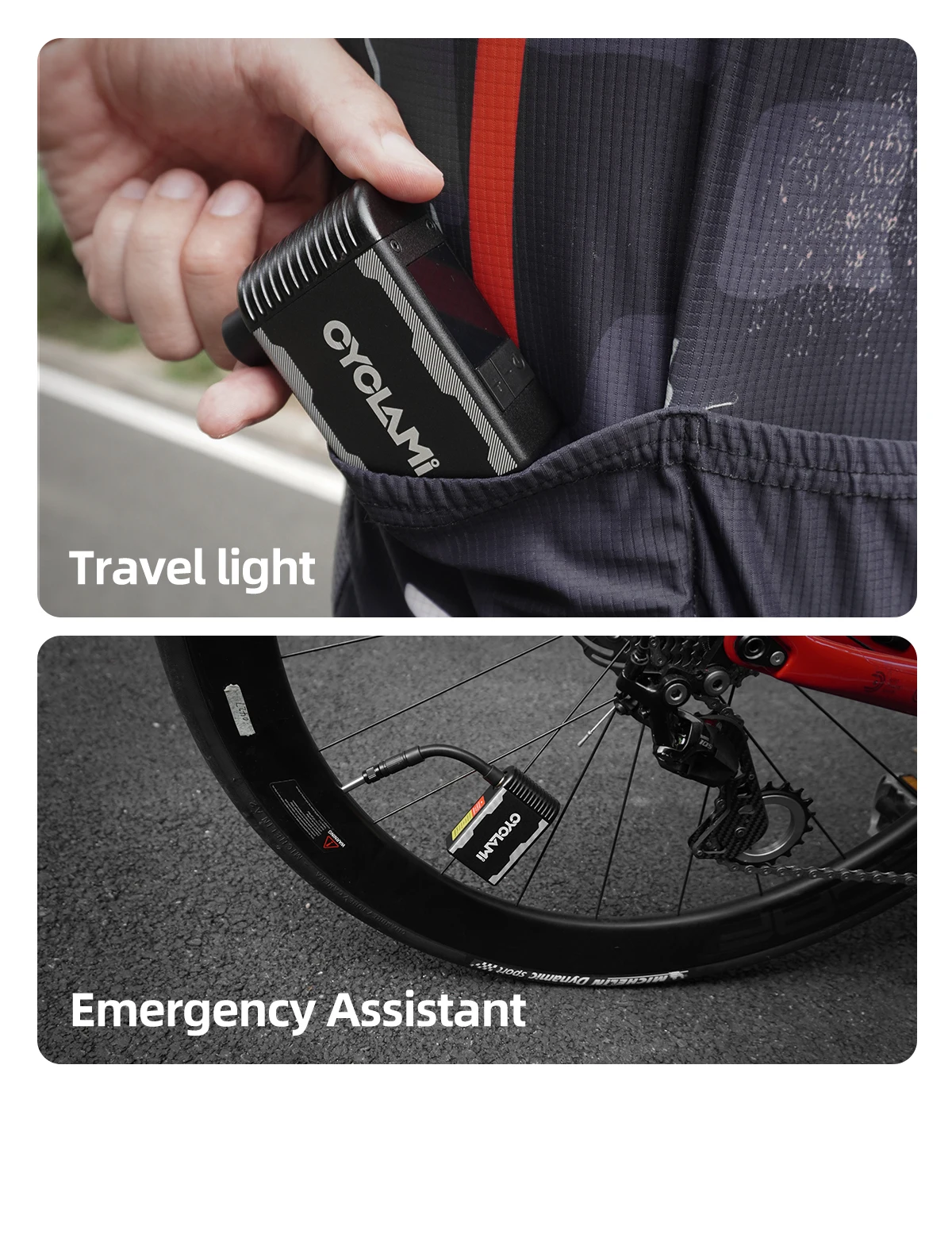 CYCLAMI A2S Tragbare Elektrische Fahrradpumpe aus Aluminiumlegierung, 120 PSI, 500 mAh, Mini-Schnellkompressor für Rennrad, MTB, Schrader- und Presta-Reifen – Detail 13