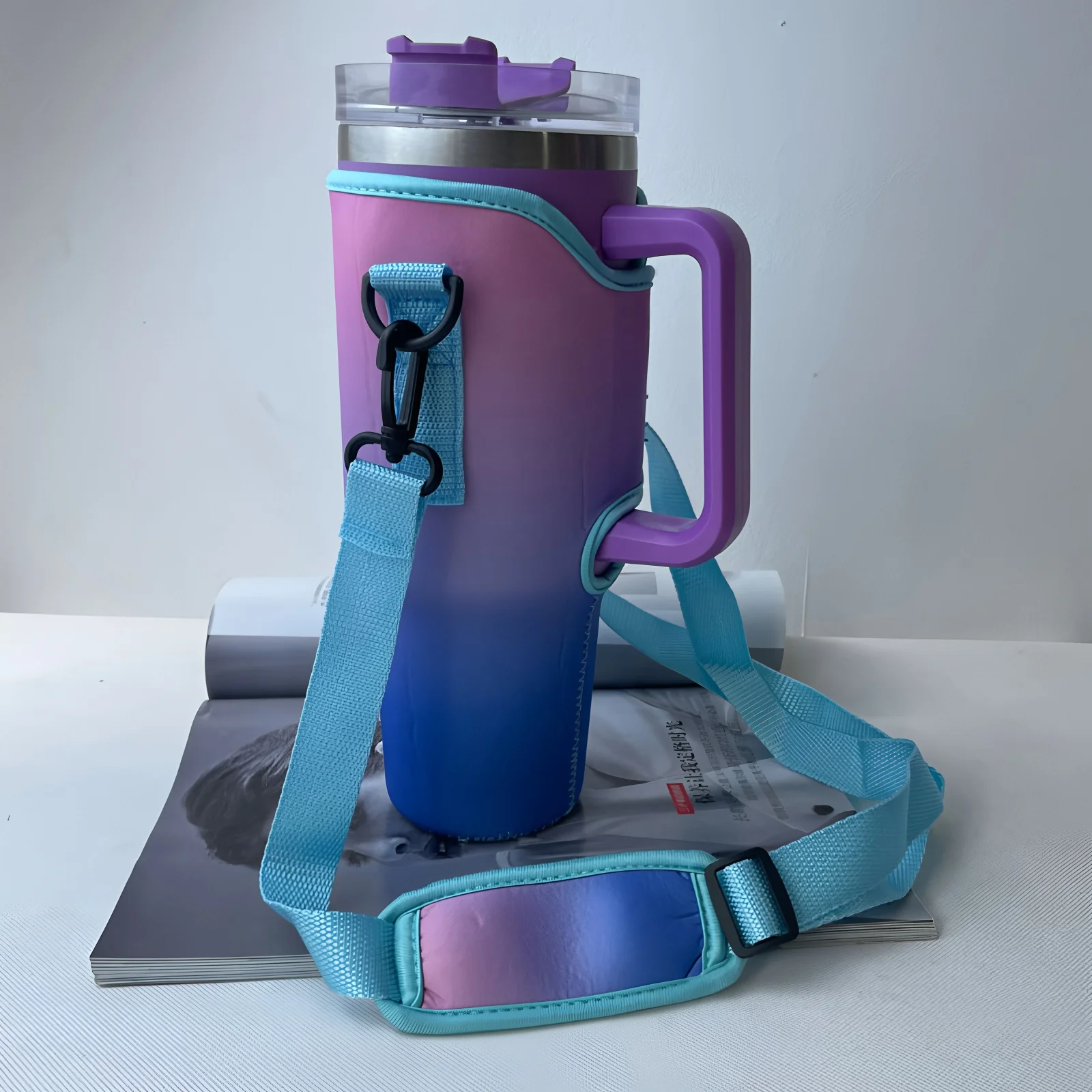 Large 40oz Insulated Leak Proof Water Bottle Carrier Bag Pouch Cover Holder Adjustable Strap for Thermos Outdoor Hiking Gym view 6